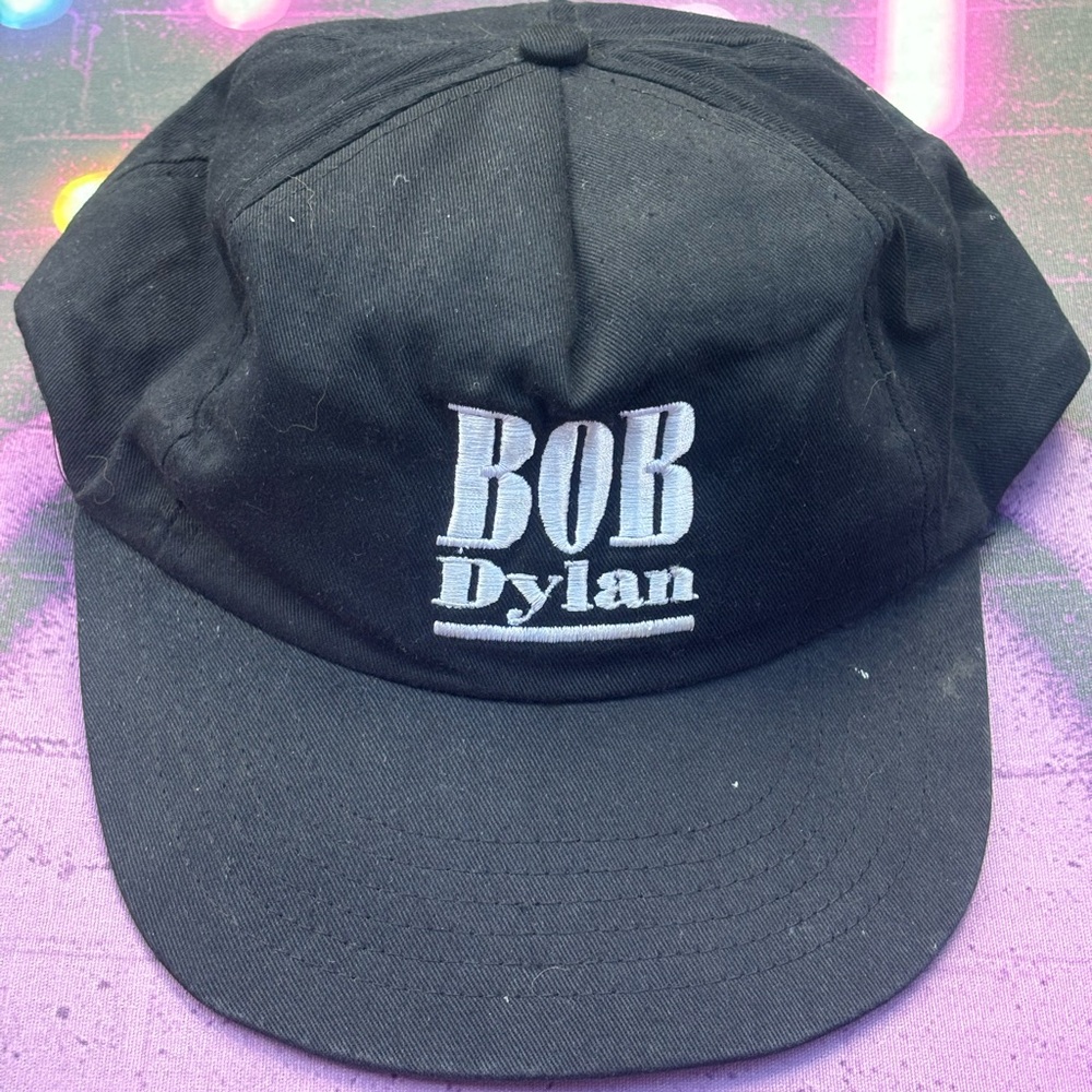 1990's Vintage Bob Dylan Concert Tour Hat Snapback Black Adjustable size  vtg-ce